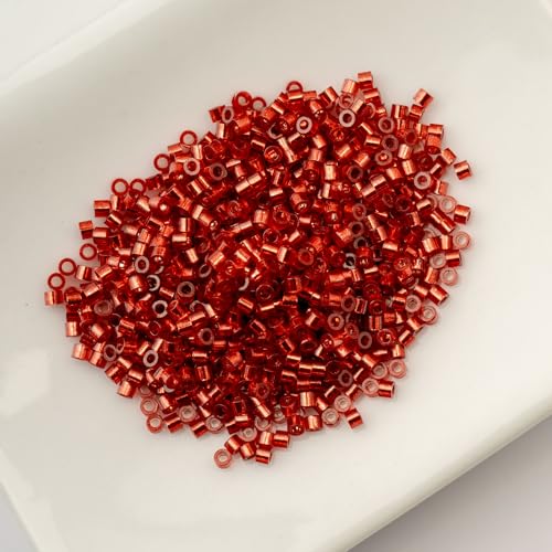 John Bead 25g Cylin Beads Ruby Red Silver Lined 11/0 Glass Cylindrical Seed Beads for Jewelry Bracelets Necklaces Earrings Making Embroidery - color: Ruby Red Silver Lined