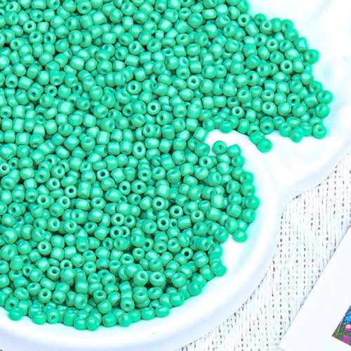 2000pcs Glass Seed Beads Bulk, 4mm 6/0 Mini Pony Spacer Small Individual Color Seed Beads for DIY Bracelet Necklaces Wrist Jewelry Making, Light Green - color: Light Green