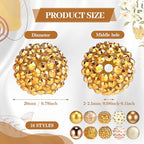 Ferreve 20 Pcs Chunky Bubblegum Beads 20mm Focal Pen Large Rhinestone Pearl Beads for DIY Beadable Pen School Jewelry Making Keychain Craft Making(Gold) - color: Gold