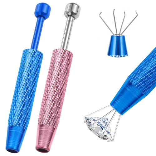 Piercing Ball Grabber Tool,4-Claw Stainless Steel Jeweler Pick Up Tools,Septum Ball Screw Tool for Piercing Changing/Removal/Holder,Earring Pearl Grabber for Jewelry/Electronic Components - color: 1pc Pink, 1pc Blue
