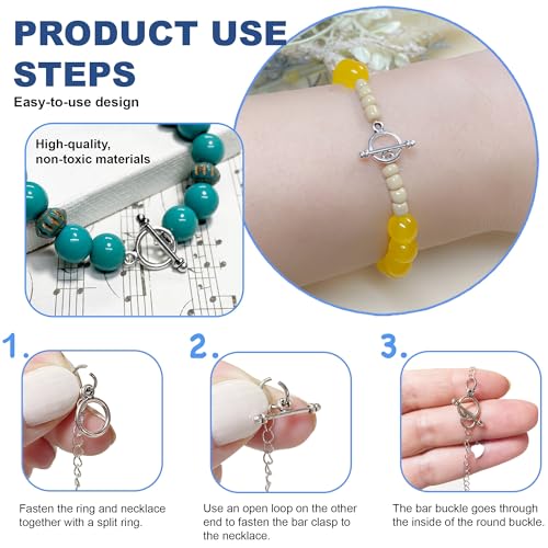 Heather's cf Toggle Jewelry Clasps – Durable Quality, Antique Plain Silver Finish Toggle Clasps & Closures for Necklace, Bracelet & Charms – Ideal for DIY, & Jewelry Making – Small (Set of 130) - color: Silver small