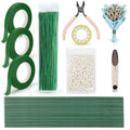 DIY Handmade Floral Art Tool Set, Money Flower Bouquet Making Kit Including ABS Pearls, Metal Wire, 2-Millimeter Diameter Flower Stems, Scissors, Pliers and Green Tape
