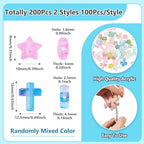 200Pcs Cross Star Acrylic Beads with Gold Foil Pastel Kandi Bead Crucifix Bracelet Halloween Beads for Keychain Crafts DIY Easter Jesus Bracelet Rosary Jewelry Making Supplies - color: Random Gradient