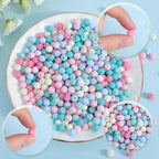 1 Box 500Pcs Rainbow Acrylic Beads Round Plastic Bead Bulk 8mm Candy Color Plastic Balls Bubble Gum Pastel Matte Loose Spacer Beads for Jewelry Making Bracelets Necklaces Earrings Adults - color: Pink, Blue