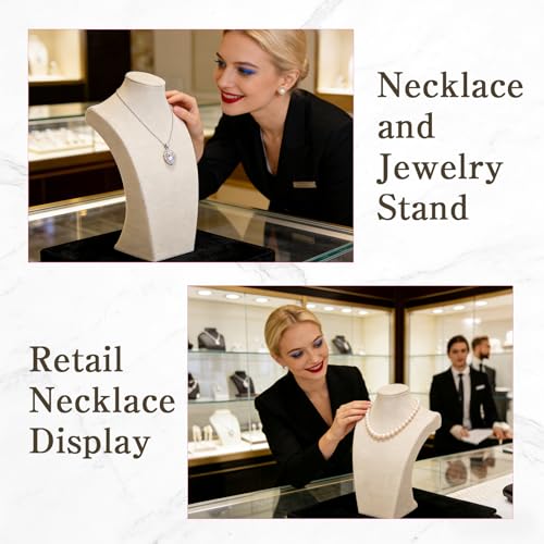 6 Pcs Linen Jewelry Display with Premium Nursing Cloth Stand Necklace Mannequin Holder Bust Necklace for Trade Shows Jewelry Selling