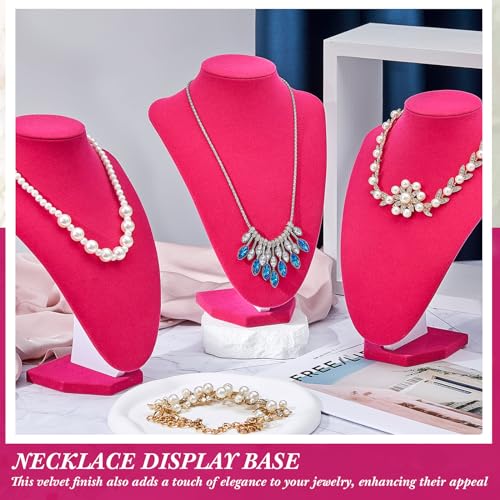Huquary 6 Pcs Necklace Display Stand Necklace Holder Jewelry Bust Display Stands for Selling Home Store Trade Shows Photography Props Retail(Rose Red,Velvet) - color: Rose Red