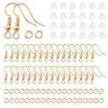 TOAOB 300pcs Earring Hooks Kits K Gold French Ear Wires with Ball and Coil 18mm Fish Hook Earring Making Supplies with Jump Rings and Clear Silicone Ear Backs for DIY Jewelry Findings - color: K gold