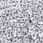 800Pcs White and Black Square Letter Beads A-Z, 6X6mm Acrylic Alphabet Beads for Friendship Bracelets Making - color: Black Letters White Beads