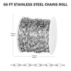 66FT Stainless Steel Lip Chain for Jewelry Making 2MM Silver Sparkly Link Chains Roll Bulk for DIY Crafts Jewelry Making - color: Stainless Steel