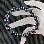 AD Beads Natural Gemstone Round Beads Stretch Bracelet Healing Reiki 10mm (Hermatite) - color: Hermatite