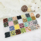 1120pcs Natural Stone Beads Polished Beading 6mm Loose Beads Gemstone Crystal Energy Stone Healing Power for DIY Jewelry Making (6mm 28 Materials A) - color: 28 Materials A, size: 6mm