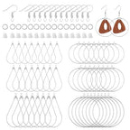 298Pcs Earrings Beading Hoop Set with 48 Teardrop Round Beading Hoop, 50 Hooks, 100 Jump Ring, 100 Ear Backs for DIY Jewelry Making Earring Making Supplies (White K) - color: 298Pcs-White K