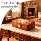 Travel Jewelry Case Small Wood Jewelry Organizer Jewelry Box for Women (Nut-Brown Print B) - color: Nut-Brown Print B