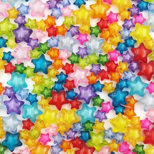 INSPIRELLE 250 Pieces Acrylic Star Beads 2 Sizes Bead in Bead for Jewelry Craft Making - color: 250x Bead in Bead Stars