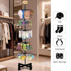 Retail Display Stand Store Display Rack 6 Tier Metal Spinning Display Stand Rack with Wheels Keychain Jewelry Stocking Hat Stand with Hooks for Malls, Showroom, Retail Store (6 Tier Black) - color: 6 Tier Black