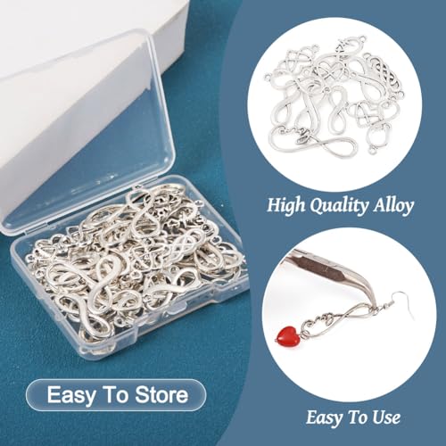 FASHEWELRY Golden Bow Connector Charms Bulk, Christmas Bowknot Link Charms, Infinity Links Geometric Hollow Bezel Pendants for Earring Bracelet Necklace Keychains Jewelry Making - color: Infinity Links-42Pcs