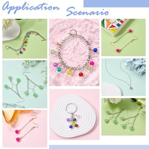 100/200Pcs Crystal Dangle Charms for Jewelry Making Bulk Small Cute Charms Transparent Glass Beads Pendants with Silver Gold Caps for Earring Necklace Bracelet DIY Supplies - color: Silver B