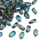 Glass Rice Beads Clear Lake Blue 4x6mm 50pcs Faceted Oval Golden Edge Crystal Loose Beads for DIY Craft Jewelry Making - color: Clear Lake Blue