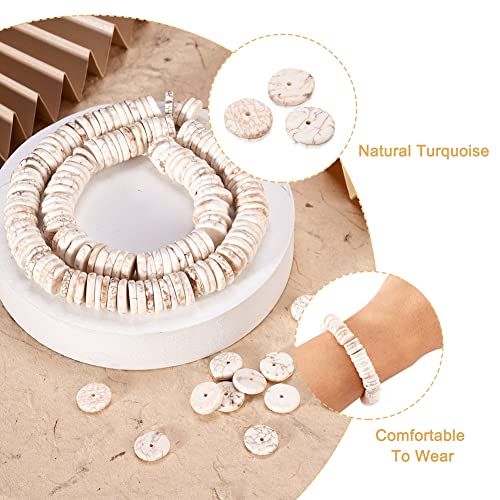 Craftdady 150Pcs 9-12mm Natural Turquoise Heishi Coin Disc Stone Beads Flat Round Disk Gemstone Loose Beads Creamy White for Jewelry Craft Necklace Bracelet Making - color: Creamy White, 9-12mm