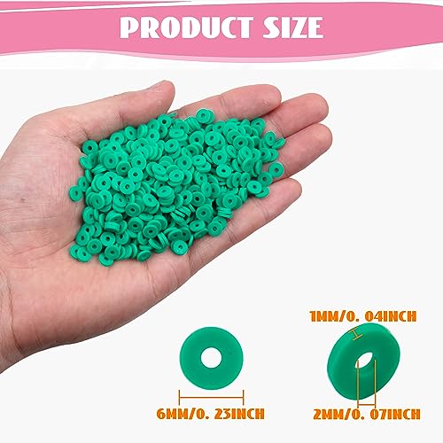2000Pcs White Clay Beads Polymer Clay Spacer Beads Flat Beads 6mm Round Heishi Vinyl Beads for DIY Craft Gift Adults Bracelets Necklace Jewelry Making Earring Accessories (Turquoise) - color: Turquoise