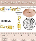 Dailyacc 925 Silver Lobster Magnetic Necklace Clasps and Closures Safety Sterling Silver with 14K Gold Jewelry Converters for Bracelets Chain Extender - color: 4pcs Gold