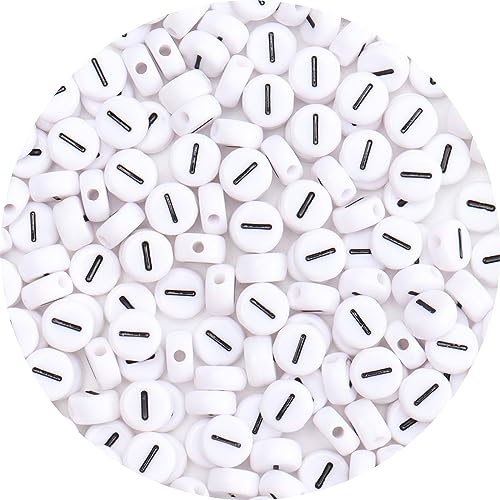 100Pcs Letter Beads - 4x7mm White Round Acrylic Alphabet Beads for Jewelry Making DIY Bracelets, Necklaces & Key Chains - color: I 100Pcs