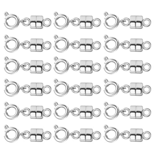 Magnetic Clasps for Necklaces Strong Magnetic Necklace Clasps and Closures, 14K Gold and Silver Bracelet Converter for Women - color: 18Pcs Silver
