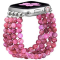 Newlibery Natural Stone Bracelet Beaded-Band Women Compatible with Apple Watch 42mm(S3/2/1) 44/45/46/49mm Feminine Handmade Stretch Strap for iWatch Series 11/10/9/8/7/6/5/4/3/2/1 SE 3/2/1 Ultra1/2/3 - color: A9 Rose Red, size: 46(S10/11)/49/45/44/42mm(S1