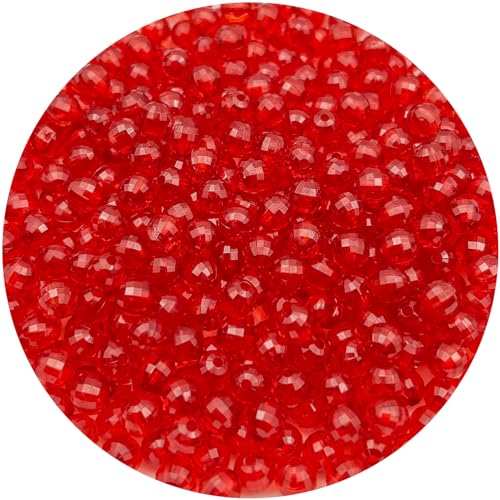 420PCS 8MM Round Crystal Acrylic Beads Crystal Faceted Beads Spacer Beads for DIY Crafts Jewelry Making, Bracelets Necklaces Wind Chimes Suncatchers Loose Gemstones(65-Big Red) - color: 65-Big Red, size: 8MM