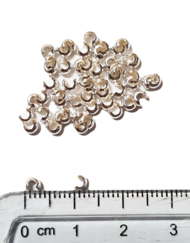 50pcs 925 Sterling Silver Open Crimp Bead Covers, 2.5MM, By CRAFT WIRE - color: 925 Sterling Silver, size: 2.5MM
