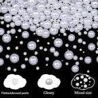 3D Mini Small Caviar Nail Beads Balls, 0.7-2mm Silver Nail Art Beads 1.5-5mm White Nail Pearls Half Round Flatback Pearl Nail Charms with Pickup Tools for Nails Face Eyes Makeup(31-K1-4) - color: 31-K1-4