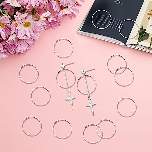 40pcs Earring Hoop Jewelry Making,60mm Beading Hoop Earrings Hypoallergenic Round Earrings Open Back Bezel Pendants for Jewelry Finding DIY Craft Women Gifts(Silver) - color: Silver