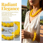 Colorful Chunky Beaded Necklace for Women Acrylic Bead Choker Necklaces Fashion Large Round Beads Necklaces for Women Handmade Summer Jewelry - color: Yellow bracelet + necklace