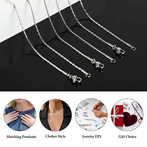 UMAOKANG 12 Pack Thin Chain Necklace for Jewelry Making, Silver Stainless Steel Flexible Snake Chains Bulk DIY Jewelry Supplies (16 Inches) - color: Silver, size: 16 Inch