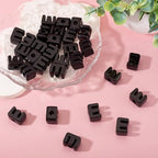 30Pcs Acrylic Letter Beads Letter E Chunky Vowel Large Hole Bead with Horizontal Hole Black Plastic 3D Initial Alphabet Beads for Key Chains Necklace DIY Craft Arts Projects - color: Black E