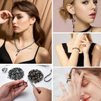 Black Crystal Bead DIY Set - Approx. 600-Piece Glass Beads Kit with Mixed Size Crystal Rondelles & Heart Pendants - Perfect for Jewelry Crafting - Elegant Gift Box - color: Black