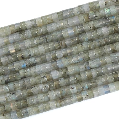 150pcs 2x4mm Natural Gray Labradorite Tube Shape Beads Loose Flat Round Cylinder Flat Spacer Stone Beads for Bracelet Earrings Jewelry Making - color: Gray Labradorite, size: 2x4mm Tube shape