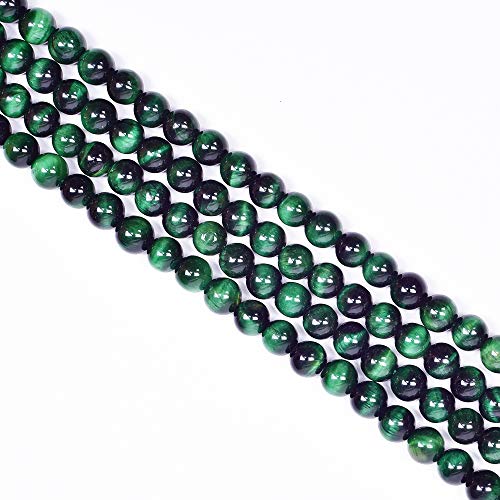 Natural Round AAA+ Green Tiger Eye Gemstone Loose Beads Energy Stone Healing Power for Bracelet Jewelry Making 1 Strand 15"（6mm,60pcs） - color: green, size: 6mm