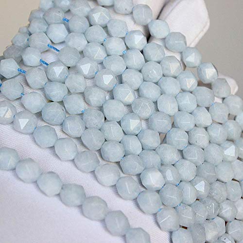MJDCB Best Sellers Natural Stone Beads Faceted Polygon Aquamarine Crystal Energy Stone Healing Power for Jewelry Making(8mm) - color: Aquamarine