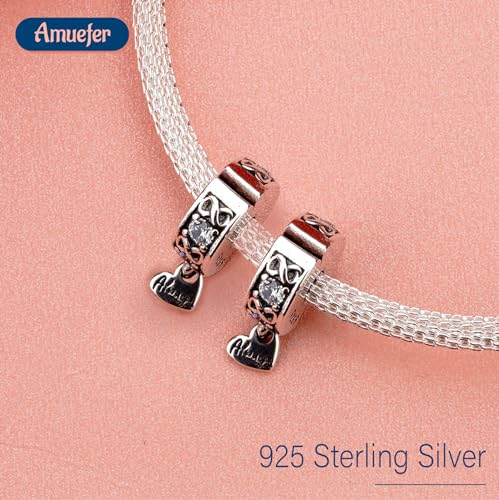 Mothers Day Birthday Number Love Family Friendship Graduation Auntie Grandma Dad Mom Charms for Pandora Bracelets Necklaces, Gifts Women, for Anniversary Valentines Christmas - style: Always Inifinity Pavé Clip Silver