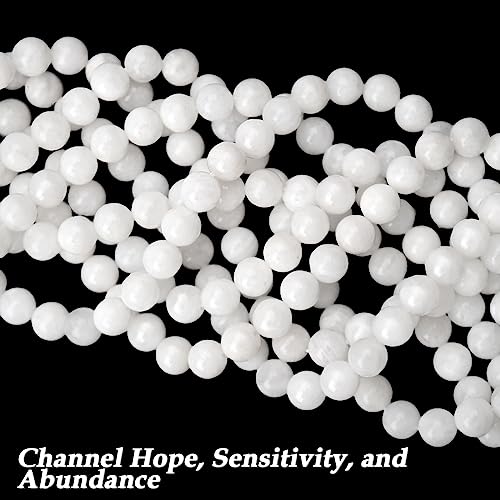 70PCS Natural 8MM Healing Gemstone, Moonstone Energy Stone Round Loose Beads, Semi-Precious Crystal Beads with Free Elastic String for Jewelry Making DIY - color: Moonstone