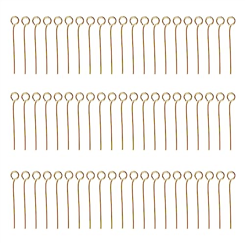 Shapenty 200PCS Mini Metal Wire Eyepins Beading Small Open Eye Head Pins Needles Bulk for DIY Craft Bead Earring Pendant Necklace Bracelet Jewelry Charm Finding Making (20mm/0.79Inch, Gold) - color: Gold, size: 20 mm