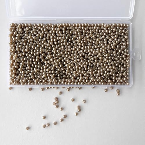 Laopottbeads 2000 Pcs Light Brown 4MM Pearl Beads for Jewelry Making Round Pearl DIY Kit for Bracelets, Earrings, Necklaces & Anklets - color: Light Brown, size: 4 mm, 2000 pcs