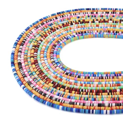 Elecrelive 15 Colors Clay Bead Strands 3mm Polymer Vinyl Heishi Beads Friendship Bracelet Kit Chip Disk Flat Round Spacers for Chocker Necklace Earring DIY Crafts - color: 15 Colors