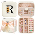 AYGXU Travel Jewelry Box for Women and Girls - Small Case With Initial A-Z - Teacher Gifts - color: white, size: R