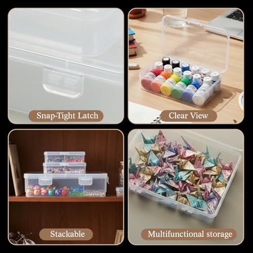 Jetec 6 Pieces Mini Plastic Clear Beads Storage Containers Box for Collecting Small Items, Beads, Jewelry, Business Cards, Game Pieces, Crafts (4 Size) - size: Mixed Sizes