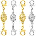 Magnetic Necklace Clasps and Closures-Magnetic Safety Clasp Extender with Lobster Clasps, Pineapple Texture Design, Gold and Silver (4pcs Gold Silver) - color: 4pcs gold silver