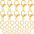 30pcs Lobster Claw Clasps & Jump Rings, 18K Gold Plated Metal Lobster Clasps, Jump Rings Jewelry Finding Kit for Necklace Bracelet Jewelry Making - color: 18K Gold-30pcs