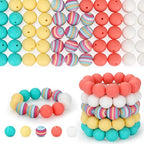 100 Pcs 15mm Silicone Beads for Keychain Making, Pink Gream Silicone Beads Bulk Round for Bracelets Pens Crafts Jewelry Making (Rainbow) - color: Rainbow