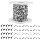 33 Feet Stainless Steel Jewelry Chains for Jewelry Making - Silver Chain Roll with 40 Pieces Open Jump Rings & 20 Pieces Lobster Clasps - Silver Necklace Link Cable Chains DIY Accessories (2.0mm)